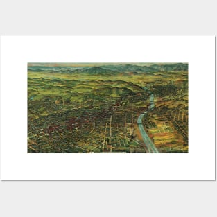 Vintage Map of Los Angeles, California and Santa Ana River Posters and Art